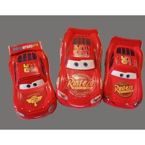 Lot of 3 Disney Pixar Cars w/Lightning McQueen #95 Rust-Eze Plastic/Diecast Cars